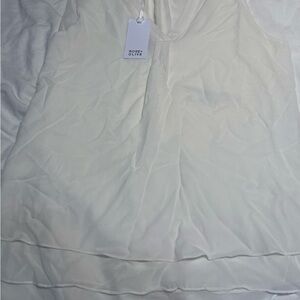 Rose + Olive Ivory Sleeveless Blouse NWT Layered Hem Cottagecore Minimalist M